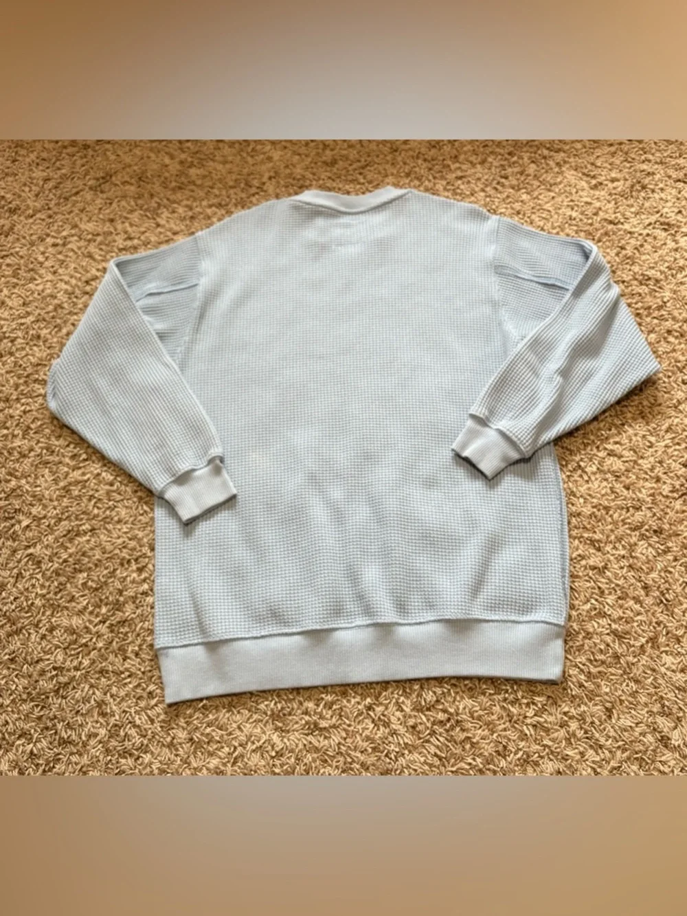 Aerie Light Blue Waffle-Knit Crewneck Sweater Womens size XS oversized fit
